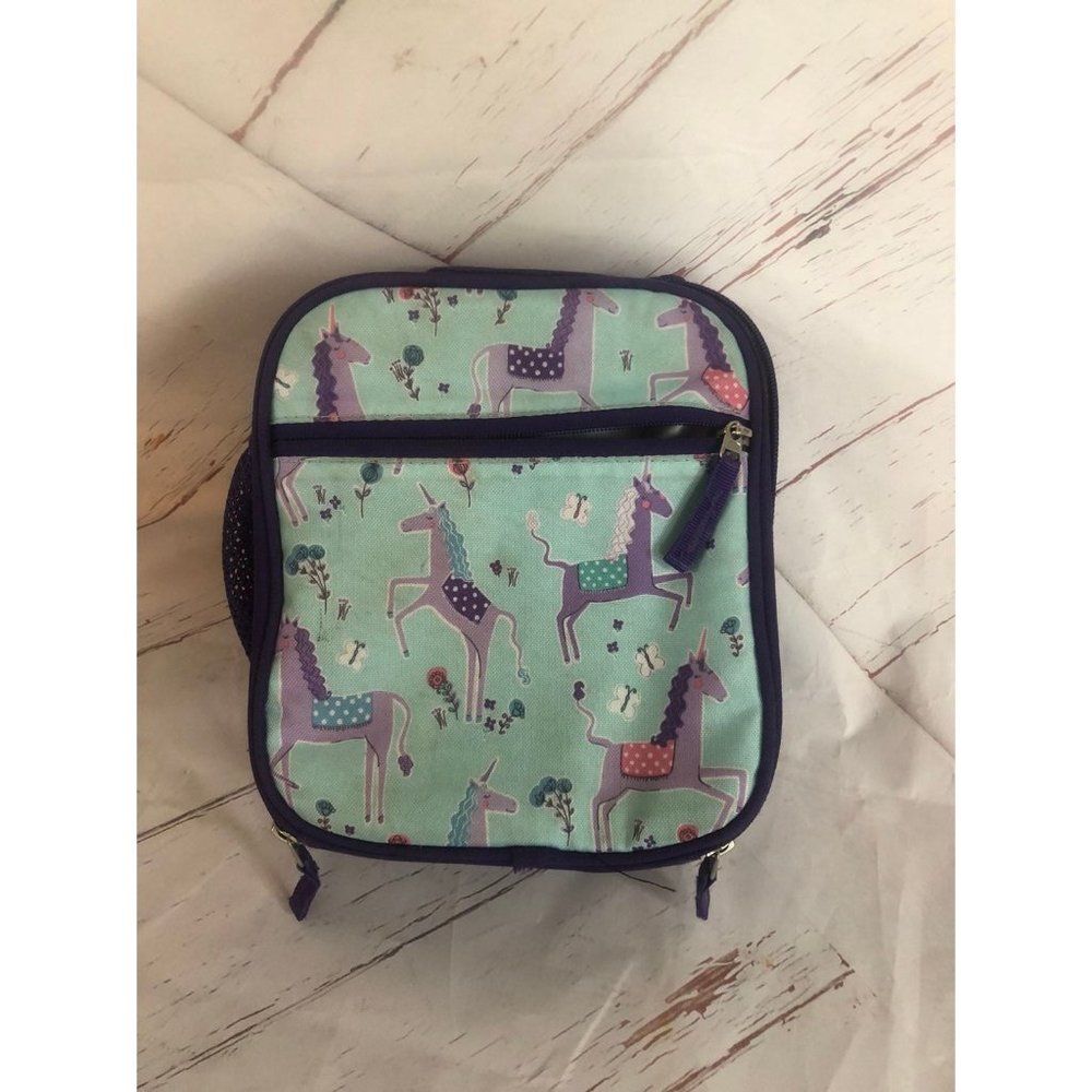 Pottery barn kids blue purple unicorns lunchbox
